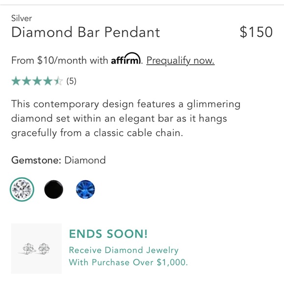 Silver Diamond Bar Necklace - Picture 4 of 7